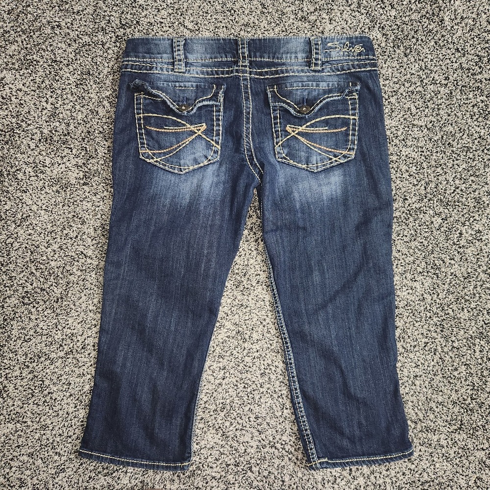 Silver Jeans Mckenzie Capri Low Rise Flap Pockets Darkwash Women's 34,22" Inseam